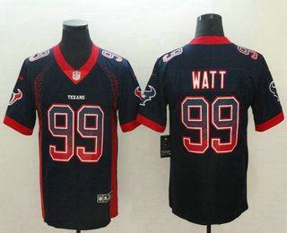 Men's Houston Texans #99 J.J. Watt Navy Blue 2018 Fashion Drift Color Rush Stitched NFL Nike Limited Jersey