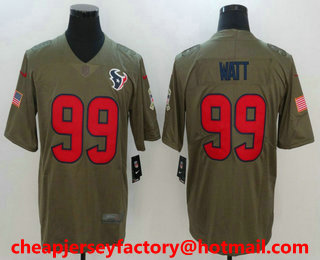 Men's Houston Texans #99 J.J. Watt Olive 2017 Salute To Service Stitched NFL Nike Limited Jersey