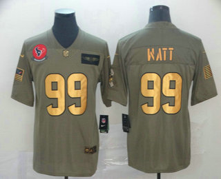 Men's Houston Texans #99 J.J. Watt Olive Gold 2019 Salute To Service Stitched NFL Nike Limited Jersey
