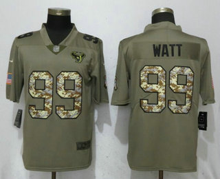 Men's Houston Texans #99 J.J. Watt Olive Olive With Camo 2017 Salute To Service Stitched NFL Nike Limited Jersey
