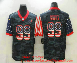 Men's Houston Texans #99 J.J. Watt USA Camo 2020 Salute To Service Stitched NFL Nike Limited Jersey
