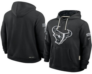 Men's Houston Texans Black 2026 Salute to Service Sideline Pullover Hoodie