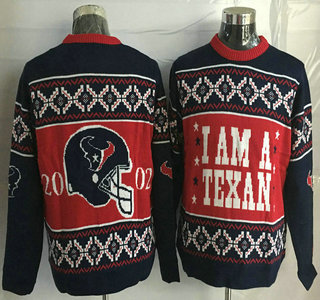 Men's Houston Texans Red With Navy Blue NFL Sweater