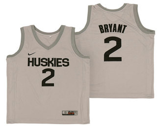 Men's Huskies #2 Kobe Bryant Gray College Basketball Swingman Stitched Jersey