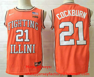 Men's Illinois Fighting Illini #21 Kofi Cockburn Orange College Basketball Jersery