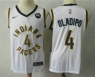Men's Indiana Pacers #4 Victor Oladipo New White 2018 Nike Swingman Stitched NBA Jersey With The Sponsor Logo
