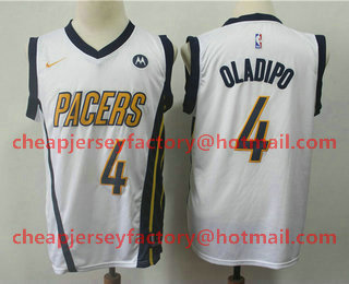 Men's Indiana Pacers #4 Victor Oladipo White Nike Swingman 2018 playoffs Earned Edition Stitched Jersey With The Sponsor Logo