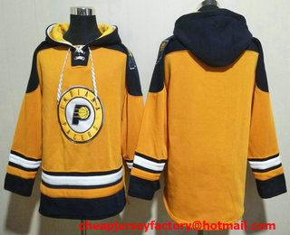 Men's Indiana Pacers Blank Yellow Ageless Must Have Lace Up Pullover Hoodie