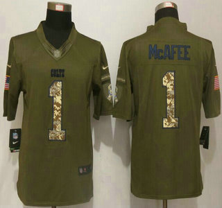 Men's Indianapolis Colts #1 Pat McAfee Green Salute to Service 2015 NFL Nike Limited Jersey