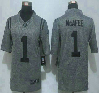 Men's Indianapolis Colts #1 Pat McAfee Nike Gray Gridiron 2015 NFL Gray Limited Jersey