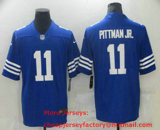 Men's Indianapolis Colts #11 Michael Pittman Jr NEW Blue 2021 Vapor Untouchable Stitched NFL Nike Limited Jersey