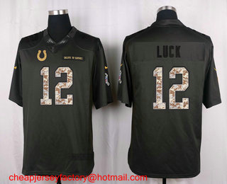 Men's Indianapolis Colts #12 Andrew Luck Black Anthracite 2016 Salute To Service Stitched NFL Nike Limited Jersey