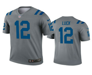 Men's Indianapolis Colts #12 Andrew Luck Gray Inverted Legend Jersey