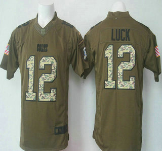 Men's Indianapolis Colts #12 Andrew Luck Green Salute to Service 2015 NFL Nike Limited Jersey