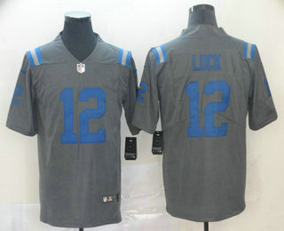Men's Indianapolis Colts #12 Andrew Luck Grey 2019 Inverted Legend Stitched NFL Nike Limited Jersey