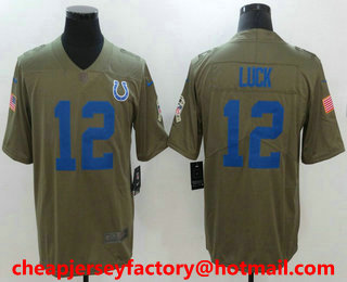 Men's Indianapolis Colts #12 Andrew Luck Olive 2017 Salute To Service Stitched NFL Nike Limited Jersey