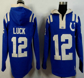 Men's Indianapolis Colts #12 Andrew Luck Royal Blue Team Color 2015 NFL Hoody
