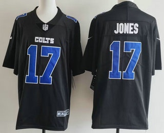 Men's Indianapolis Colts #17 Daniel Jones Limited Black Fashion Vapor Jersey