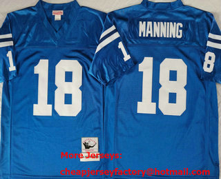 Men's Indianapolis Colts #18 Peyton Manning Blue 2006 Throwback Jersey