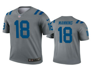 Men's Indianapolis Colts #18 Peyton Manning Gray Inverted Legend Jersey