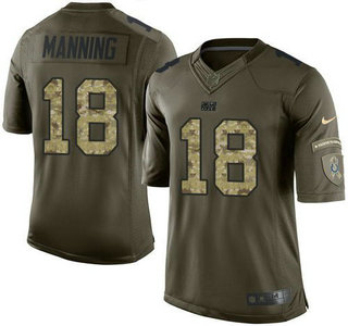 Men's Indianapolis Colts #18 Peyton Manning Green Salute to Service 2015 NFL Nike Limited Jersey