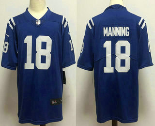Men's Indianapolis Colts #18 Peyton Manning Royal Blue 2017 Vapor Untouchable Stitched NFL Nike Limited Jersey