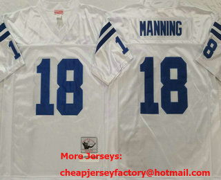 Men's Indianapolis Colts #18 Peyton Manning White 2006 Throwback Jersey