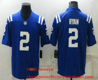 Men's Indianapolis Colts #2 Matt Ryan Royal Blue 2022 Vapor Untouchable Stitched NFL Nike Limited Jersey