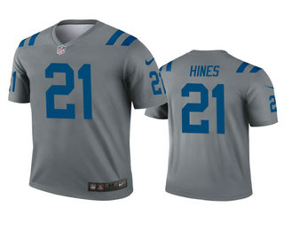 Men's Indianapolis Colts #21 Nyheim Hines Gray Inverted Legend Jersey