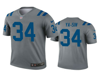 Men's Indianapolis Colts #34 Rock Ya-Sin Gray Inverted Legend Jersey