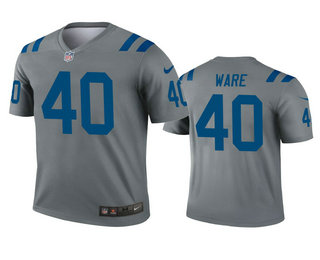 Men's Indianapolis Colts #40 Spencer Ware Gray Inverted Legend Jersey