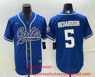 Men's Indianapolis Colts #5 Anthony Richardson Royal Cool Base Stitched Baseball Jersey