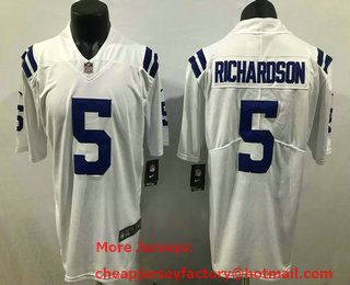 Men's Indianapolis Colts #5 Anthony Richardson White 2023 Vapor Untouchable Stitched Football Jersey