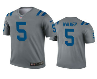 Men's Indianapolis Colts #5 Phillip Walker Gray Inverted Legend Jersey