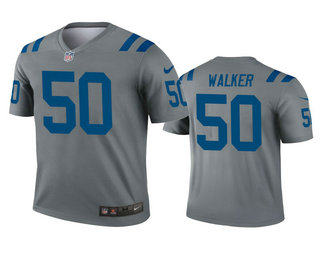 Men's Indianapolis Colts #50 Anthony Walker Gray Inverted Legend Jersey