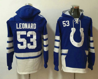 Men's Indianapolis Colts #53 Darius Leonard NEW Royal Blue Pocket Stitched NFL Pullover Hoodie
