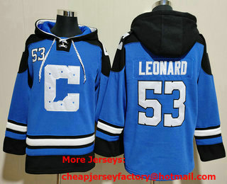 Men's Indianapolis Colts #53 Shaquille Leonard Blue Ageless Must Have Lace Up Pullover Hoodie