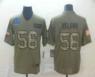 Men's Indianapolis Colts #56 Quenton Nelson Olive Camo 2019 Salute To Service Stitched NFL Nike Limited Jersey