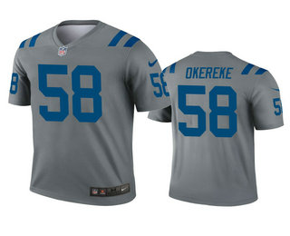 Men's Indianapolis Colts #58 Bobby Okereke Gray Inverted Legend Jersey
