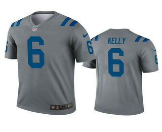 Men's Indianapolis Colts #6 Chad Kelly Gray Inverted Legend Jersey