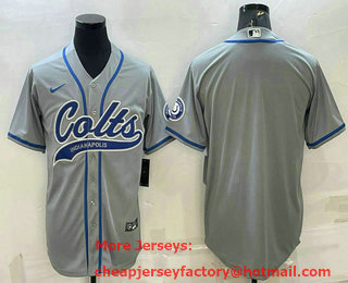 Men's Indianapolis Colts Blank Grey Cool Base Stitched Baseball Jersey
