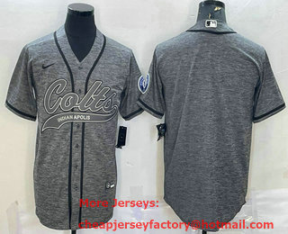 Men's Indianapolis Colts Blank Grey With Patch Cool Base Stitched Baseball Jersey