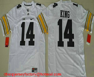 Men's Iowa Hawkeyes #14 Desmond King White Limited Stitched College Football Nike NCAA Jersey