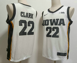 Men's Iowa Hawkeyes #22 Caitlin Clark White Black College Basketball Jersey