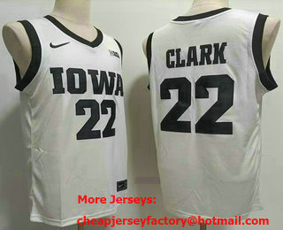 Men's Iowa Hawkeyes #22 Caitlin Clark White College Basketball Jersey