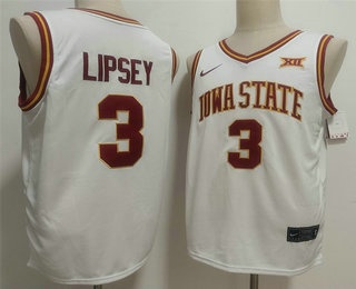Men's Iowa State Cyclones #3 Tamin Lipsey White College Basketball Jersey