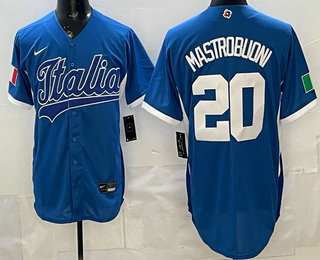 Men's Italy #20 Miles Mastrobuoni Blue 2026 World Baseball Classic Cool Base Jersey