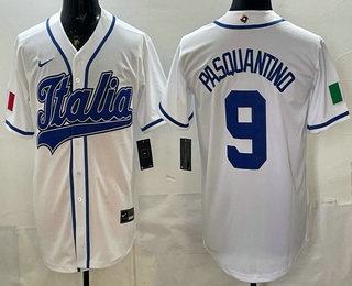 Men's Italy #9 Vinnie Pasquantino White 2026 World Baseball Classic Cool Base Jersey