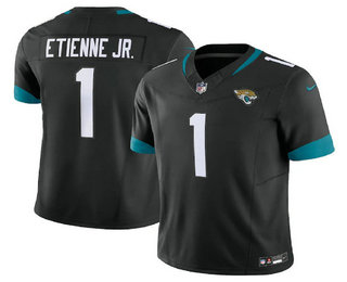 Men's Jacksonville Jaguars #1 Travis Etienne Jr Black 2023 FUSE Vapor Limited Stitched Jersey