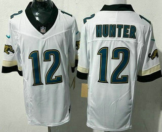 Men's Jacksonville Jaguars #12 Travis Hunter Limited White Throwback FUSE Vapor Jersey